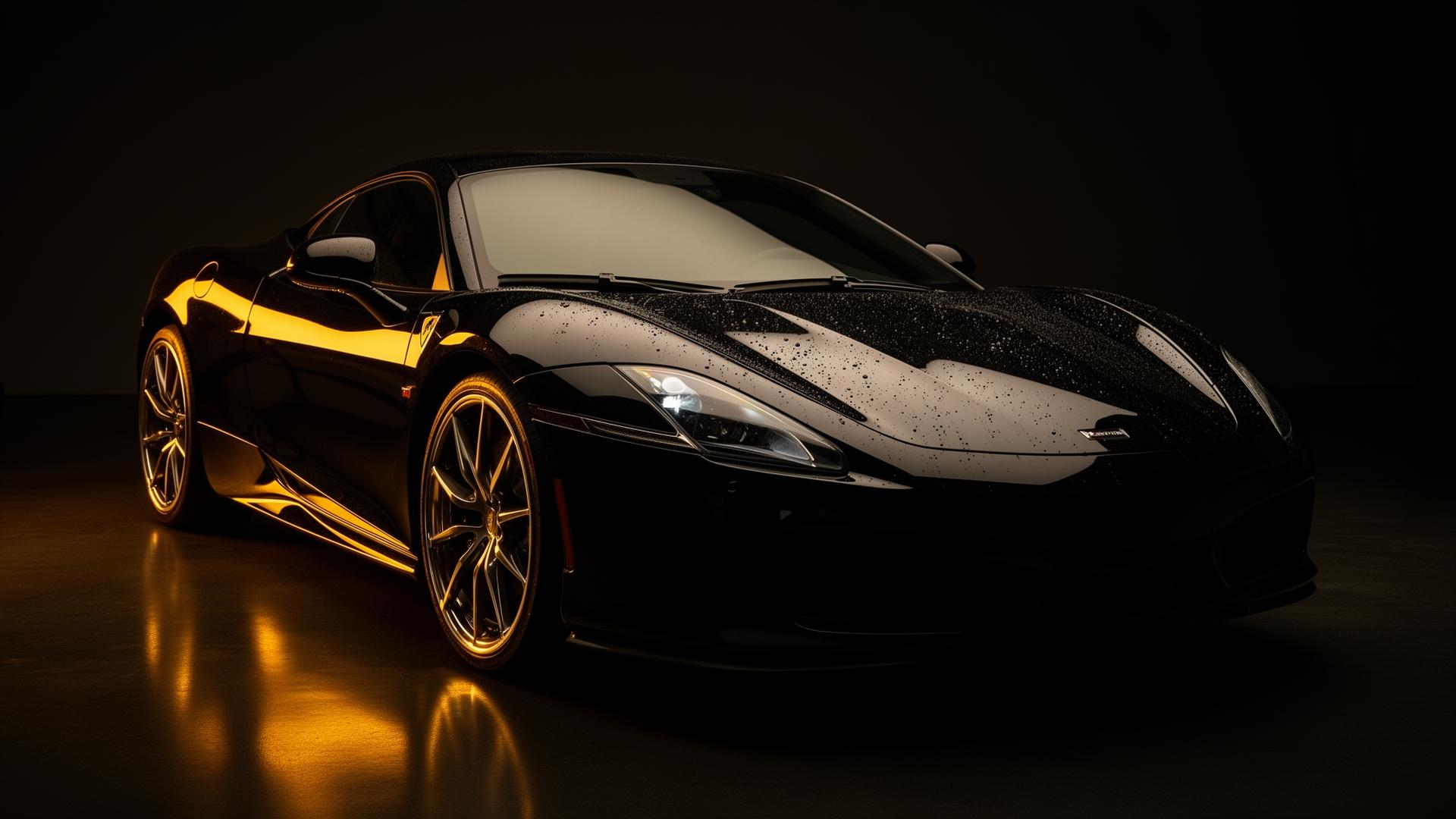 Mirror-finish black sports car after detailing